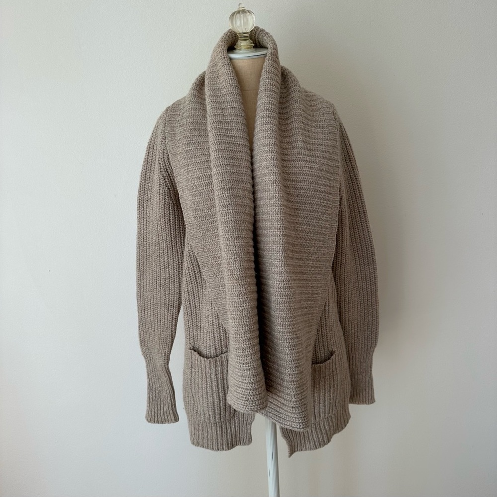 JCREW Lambs Wool Shawl Sweater in Tan